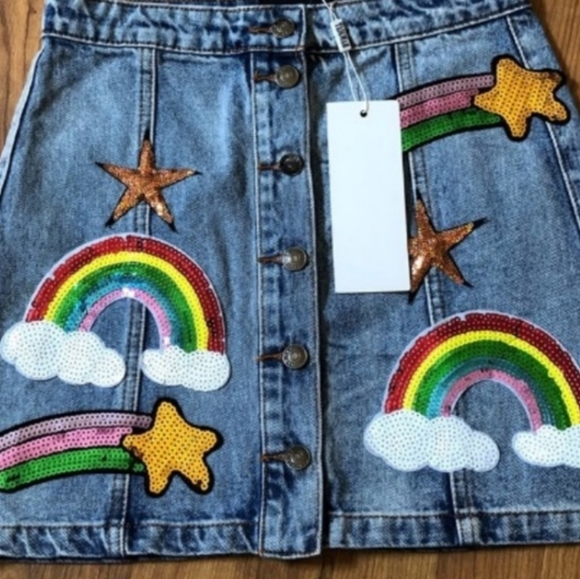 Nwt Taigwah LF rainbow varsity patch skirt 4 - Picture 2 of 5